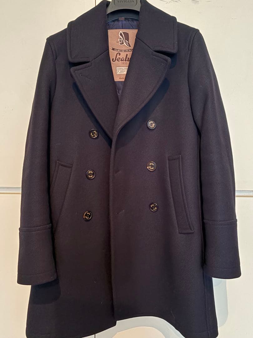 PTH❗️ジェノバ ウールメルトン ピーコート46 ダークネイビー