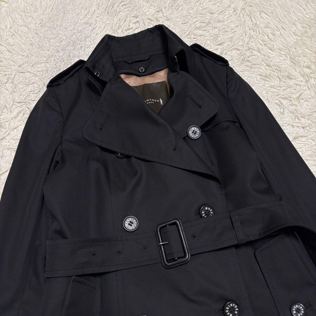 極美品 マッキントッシュ ライナー付き ブラック トレンチコート 黒 38