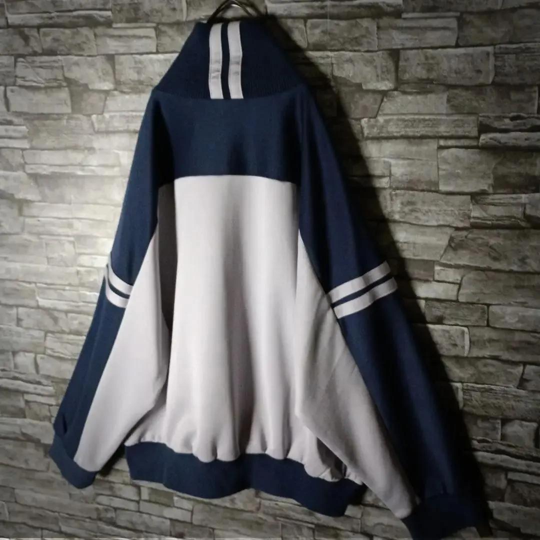 9090ジャージ バイカラー 刺繍Nロゴ ハイネック リブ切替 超ワイド 大きめ