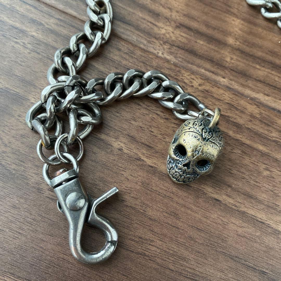 稀少CRIMIEシルバーウォレットチェーン　ドクロ　スカル