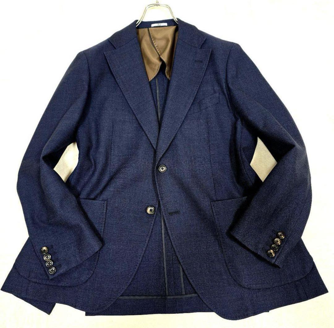 極美品 スーツセレクト セットアップ ビジネス SUPER110s ネイビー L
