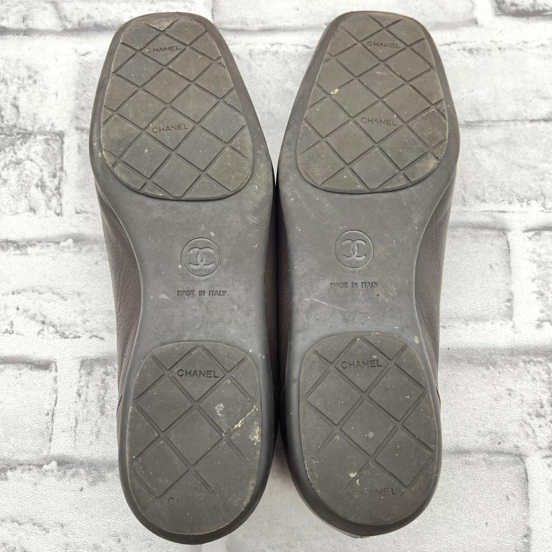 美品 シャネル パンプス ココマーク ロゴ金具 ブラック 23.5cm