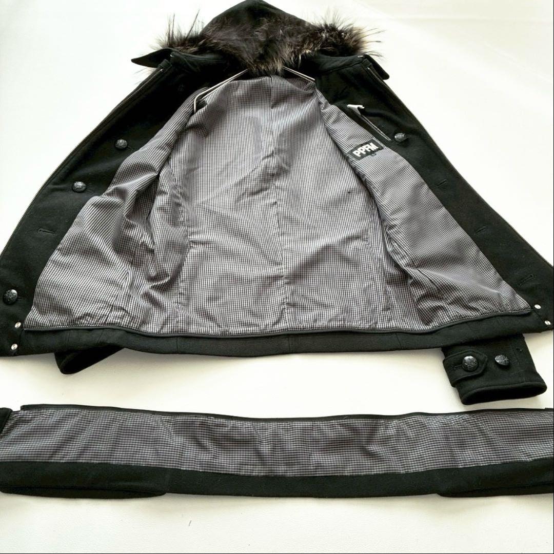 【くろ 】PPFM ナポレオンジャケット L ギミック ラクーンファー付き