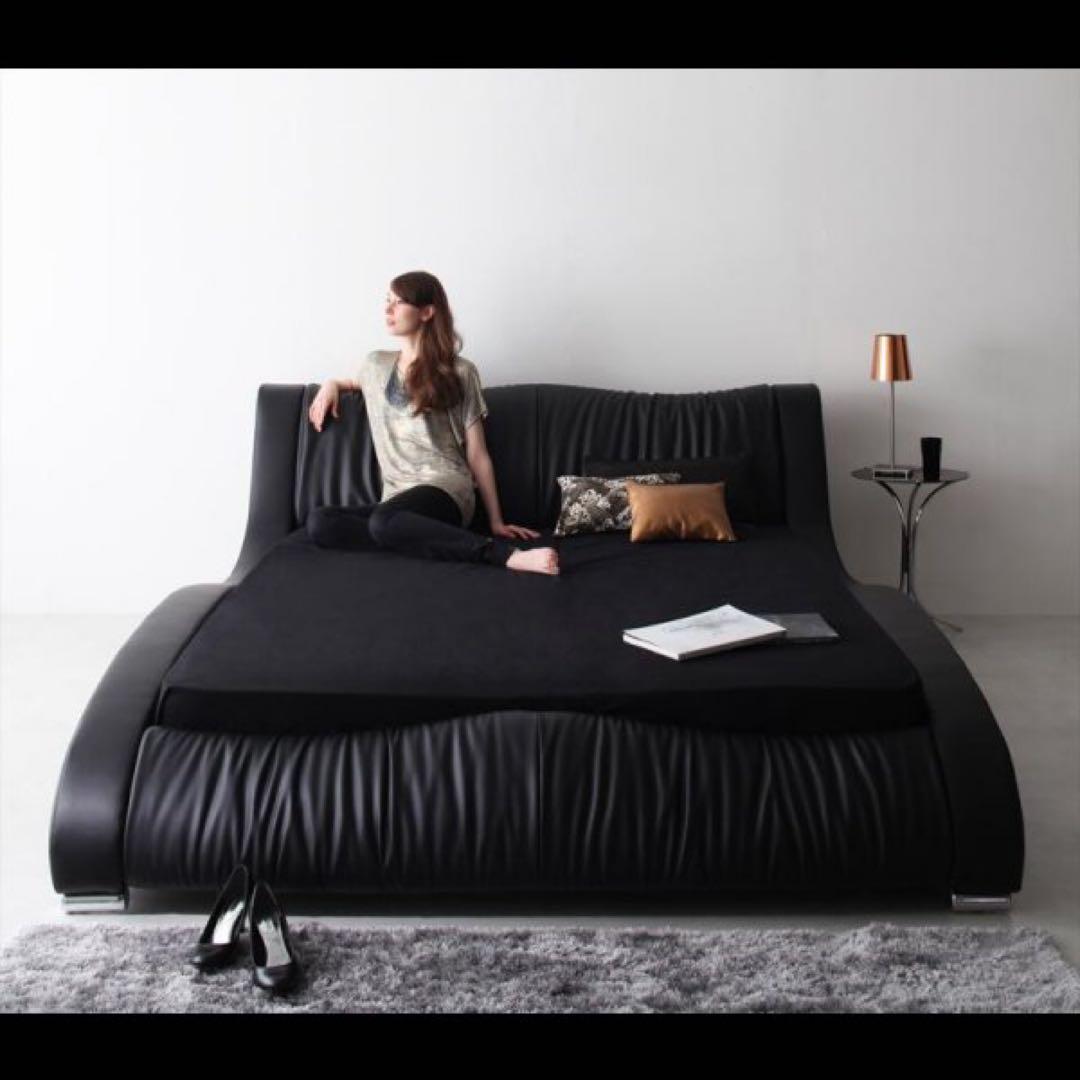 【Karin27】美品クイーンベッドレザーフレーム　定価13.3万円