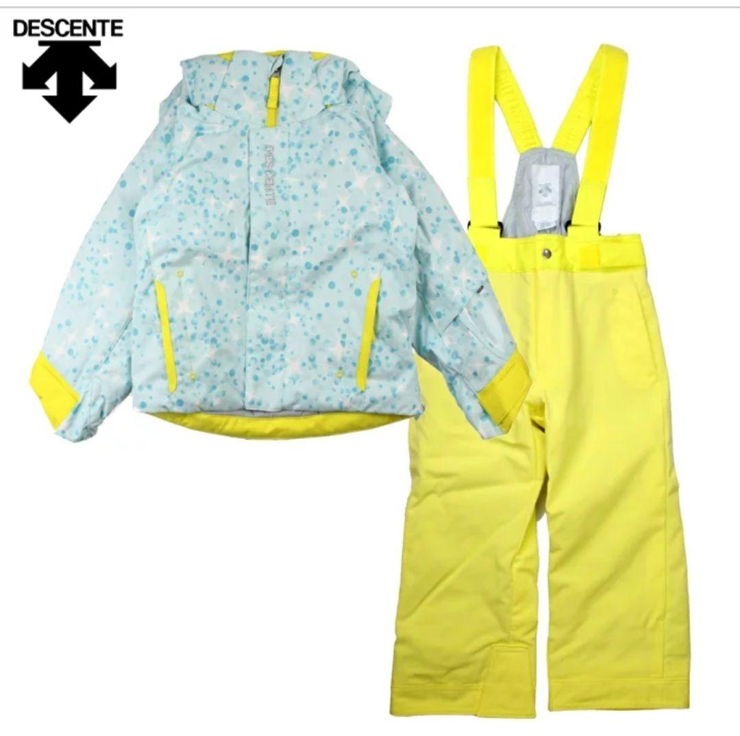 DESCENTE 子供スキーウェア 120cm(105-125cm) 水色と黄色