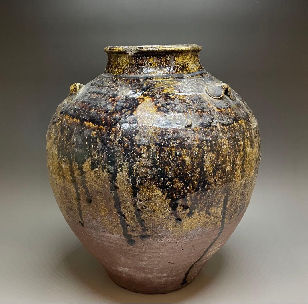 古常滑　三耳壺　胡麻だれ　大壺　32cm 　　　n577