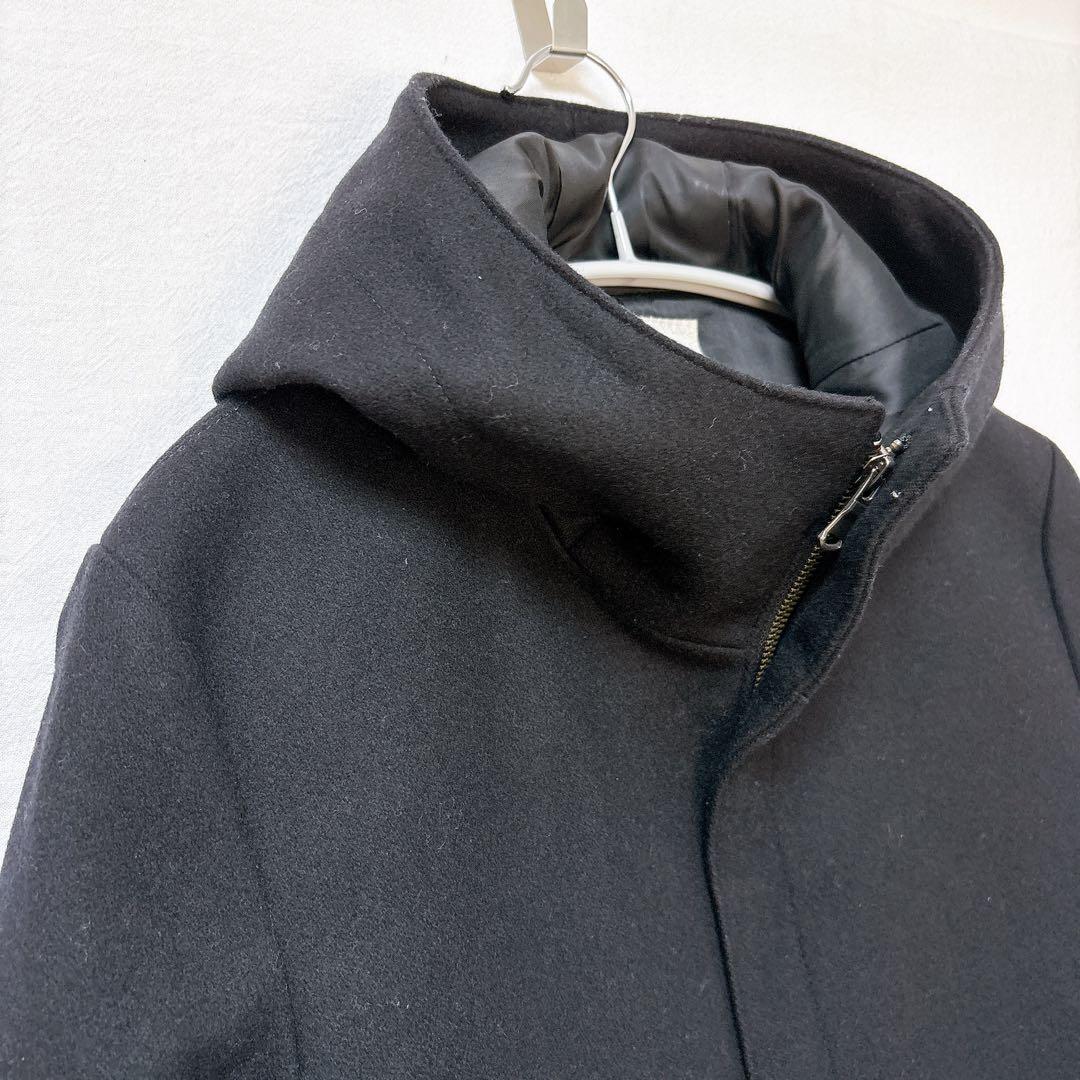 エディフィス◆ウールコート(M)黒 フード付き 上品 大人カジュアル キレカジ