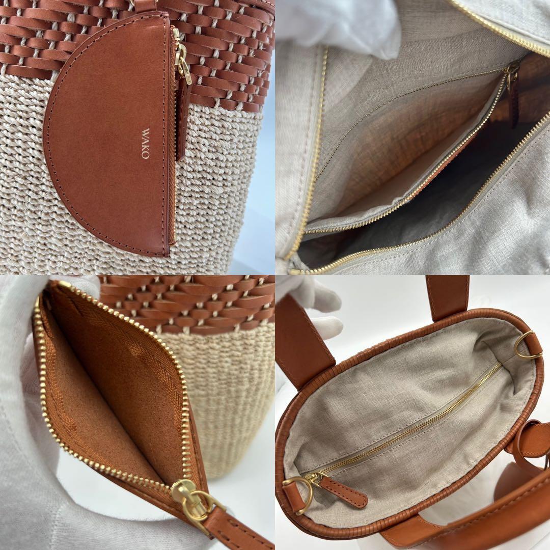 近年モデル✨極美品✨WAKO かごバッグ　ハンドバック　ラフィア　タウンユース