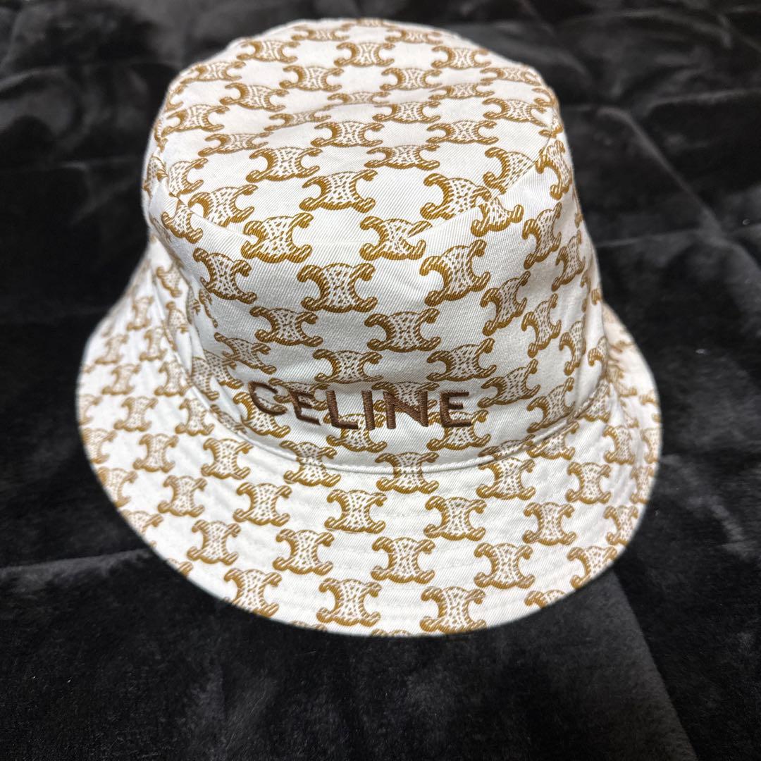 CELINE M sizeバケットハット ホワイト ブラウン