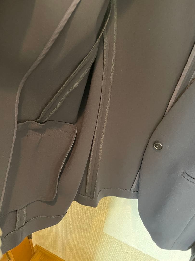 【新品】ノーカラージャケット L ネイビー 紺 タグ付き　ソージュ　soeju