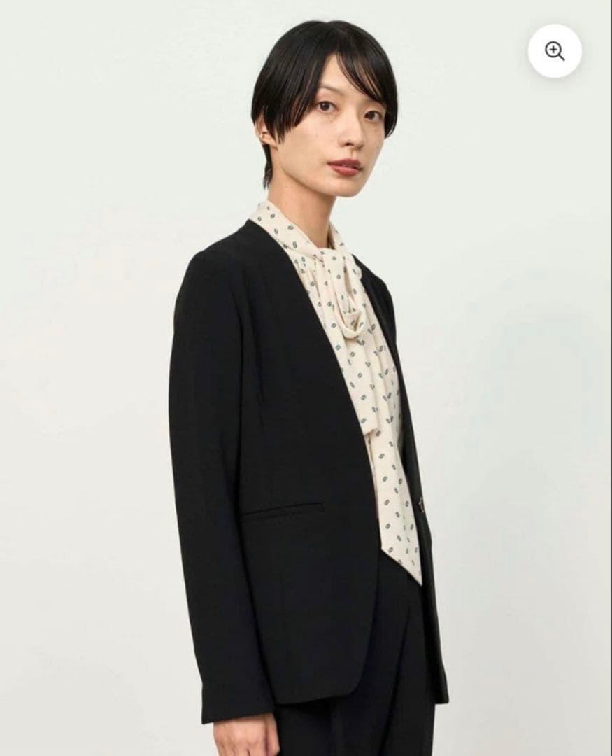 【新品】ノーカラージャケット L ネイビー 紺 タグ付き　ソージュ　soeju