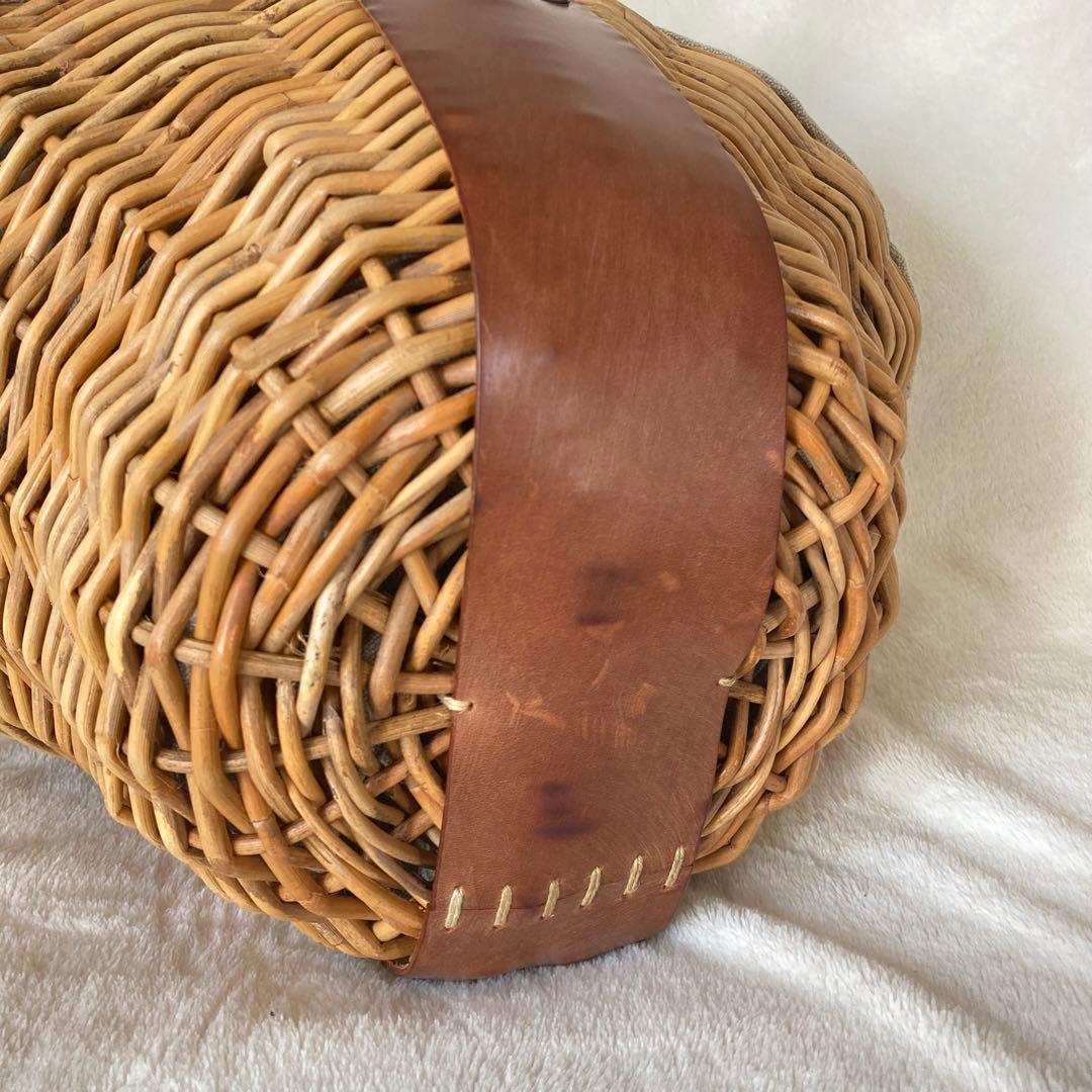 ebagos エバゴス かごバッグ ブラウン レザー 紅藤 ワンハンドル