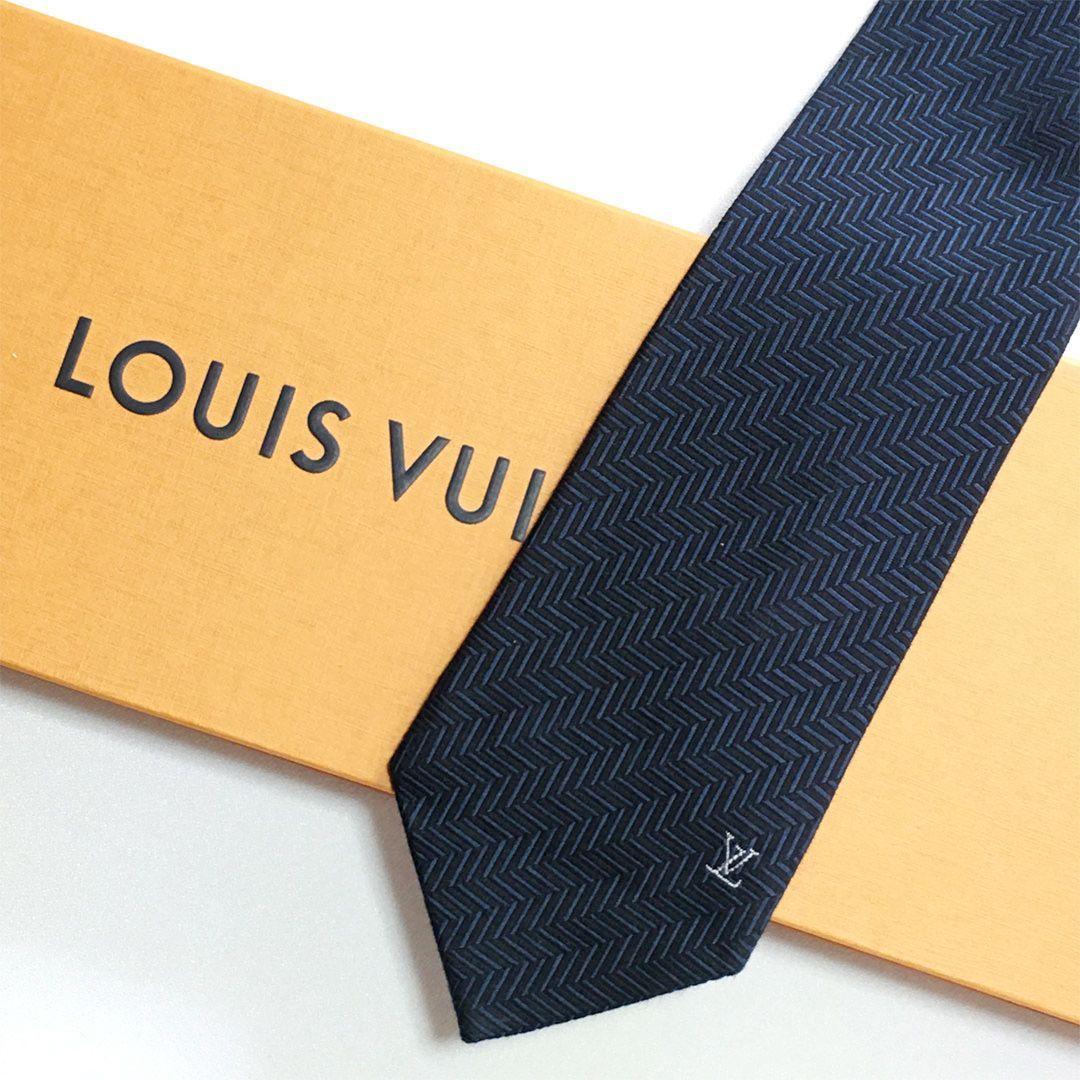 未使用級 ルイヴィトン Louis Vuitton ネクタイ ネイビー V字柄