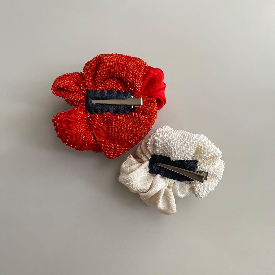 稲妻の将軍　絞り　七五三　ヘッドドレス　着物リメイク　アンティーク　髪飾り