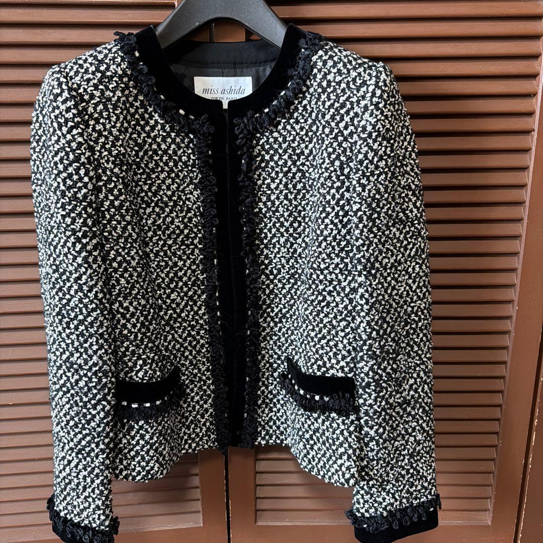 miss ashida ノーカラーツイードジャケット