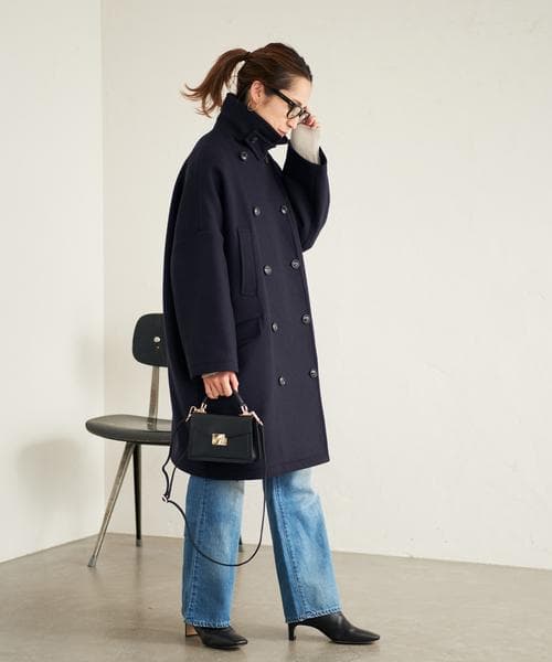 Mayuko✴︎FRAMeWORK ロング Pコート　36　ネイビー