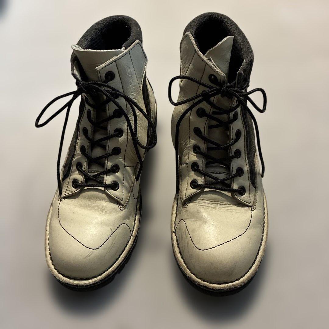 ハイカットブーツ 白/黒 レザー/スエード