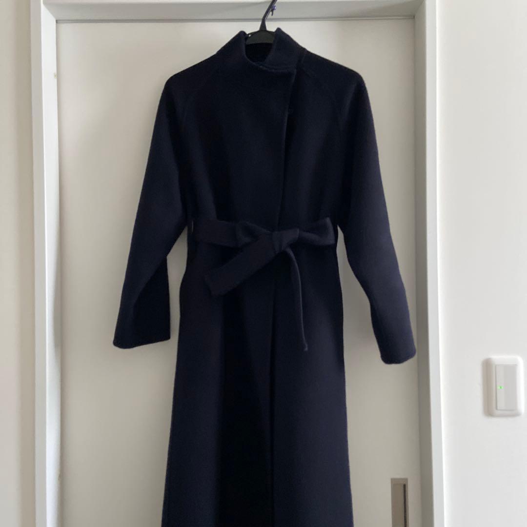 【トゥモローランド 】スーパーダブルフェイスベルテッドコート ネイビー34