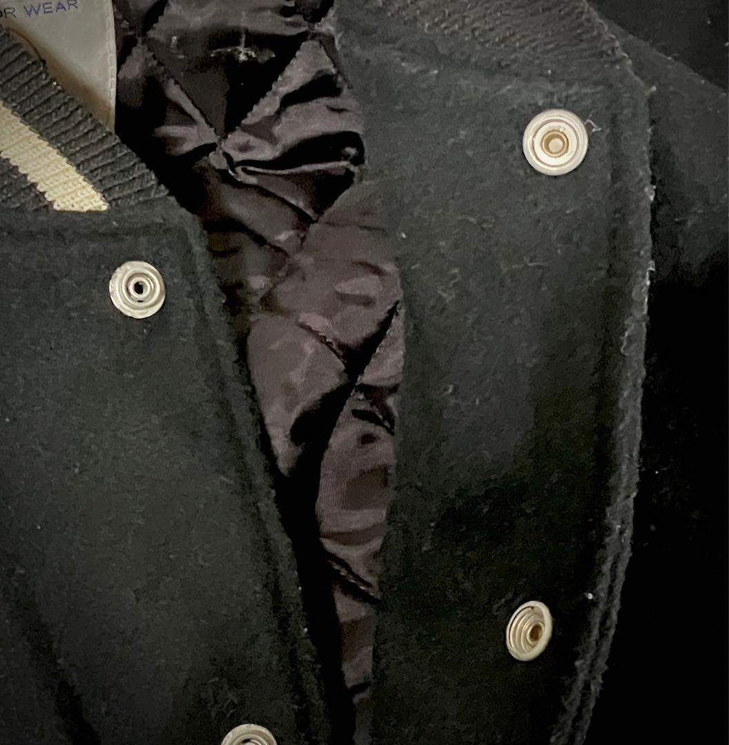 スタジャン ウール レザー 黒