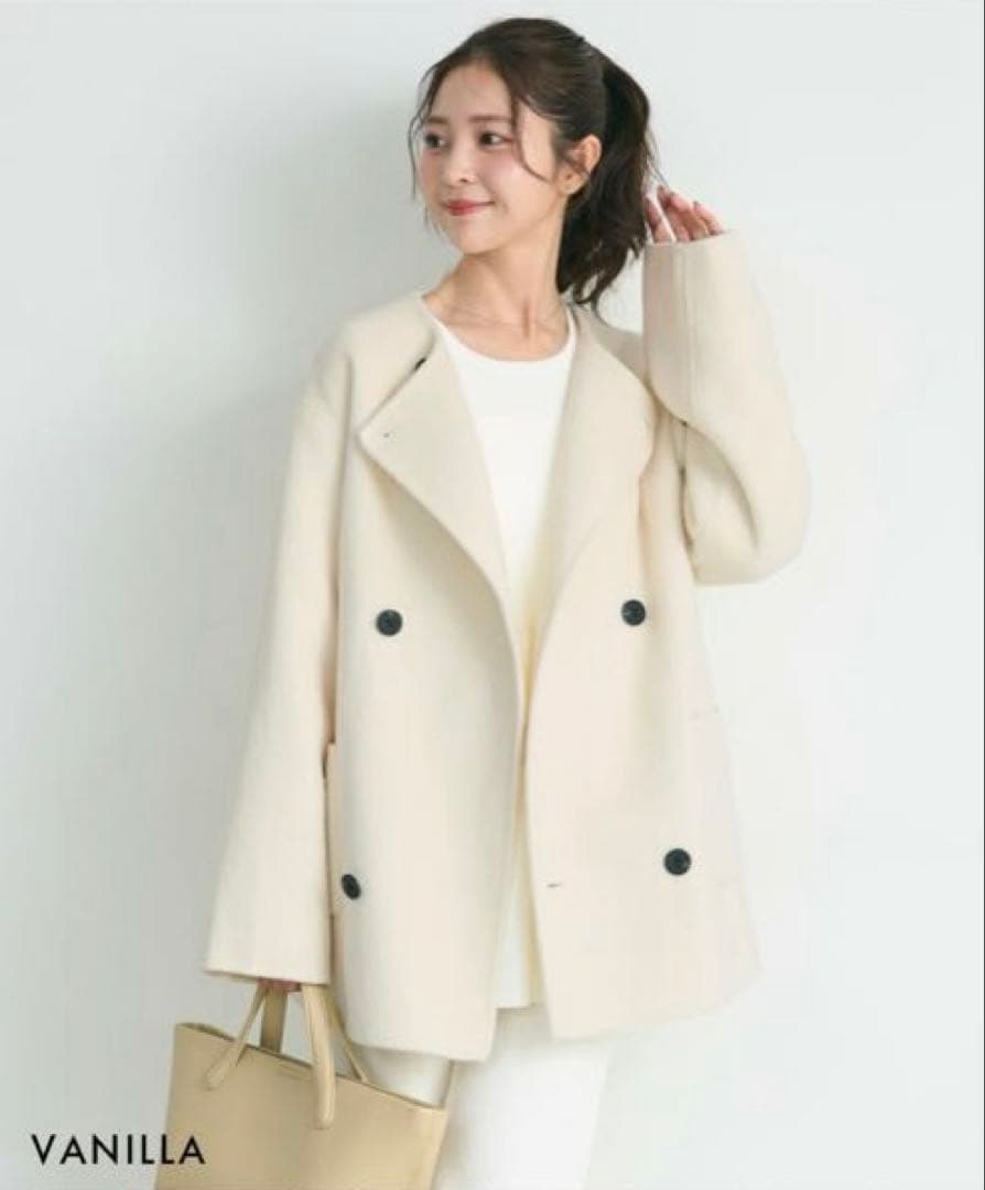 ベースメントオンライン　 ノーカラー2WAYリバーミドルコート