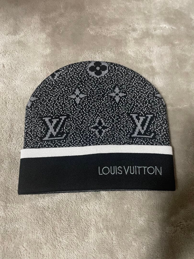 LOUIS VUITTON ニット帽 ブラック/グレー