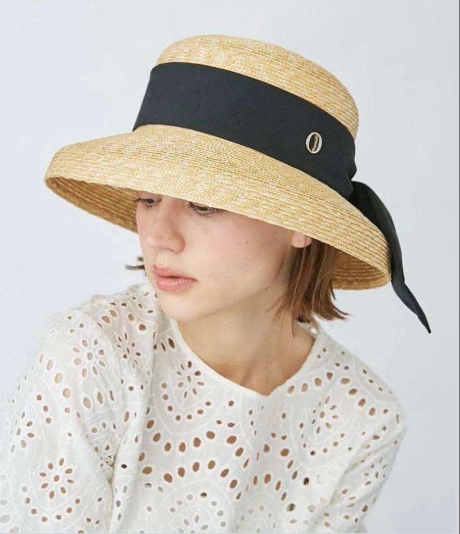 【美品】Chapeau d' O シャポードオー カサブランカ 麦わら帽子 黒