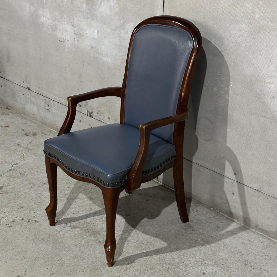 ✦マルニ木工✦ アームチェア 昭和レトロ レザー調 鋲打ち クラシックチェア