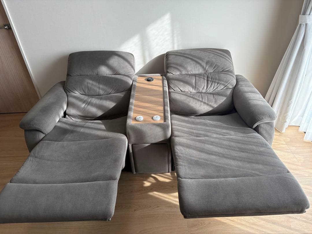 ニトリ Nビリーバ 電動リクライニングソファ 2人掛け 布張り グレー ふかふか