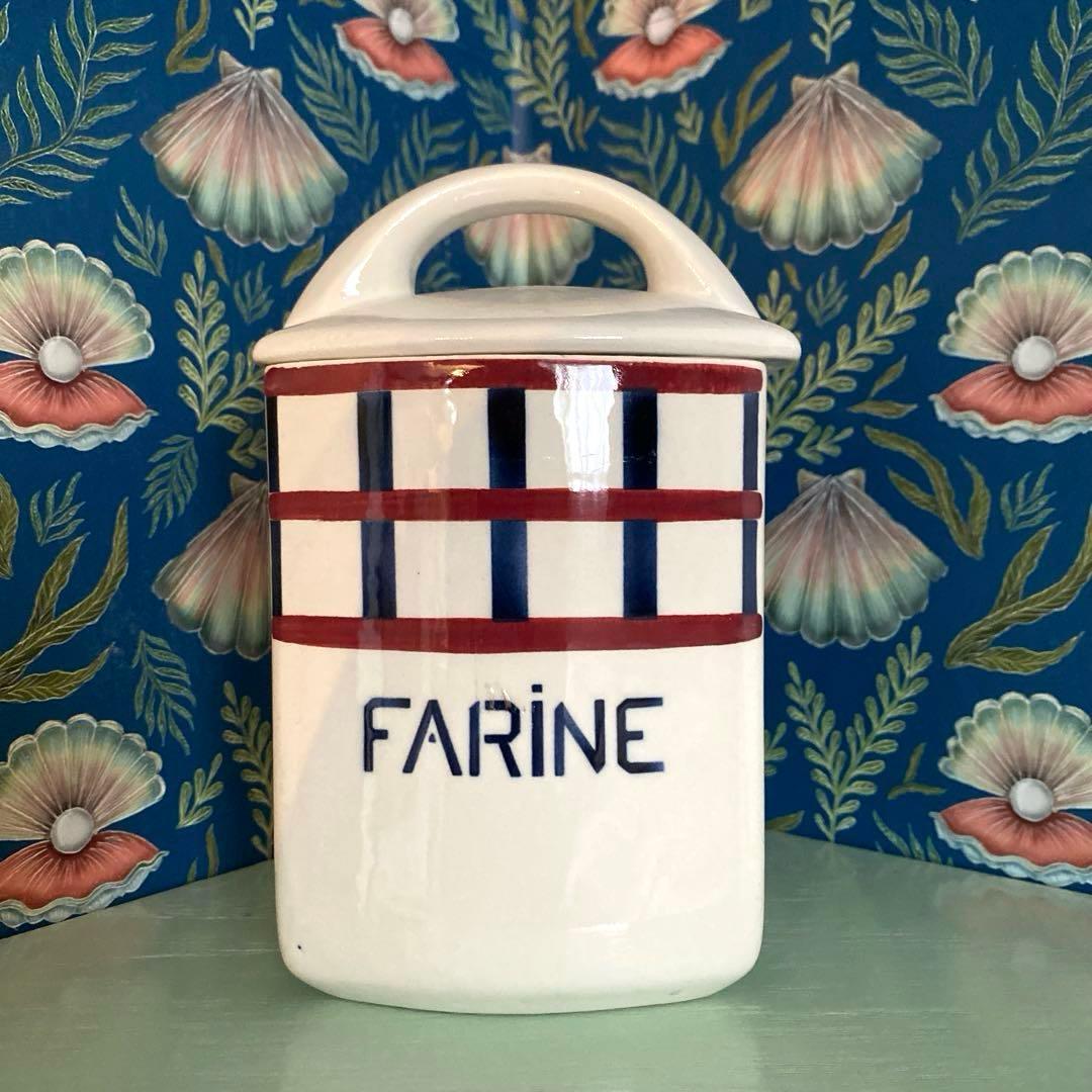 HBCM Béarn クレイユエモントロー バスク柄 陶器キャニスター【I】