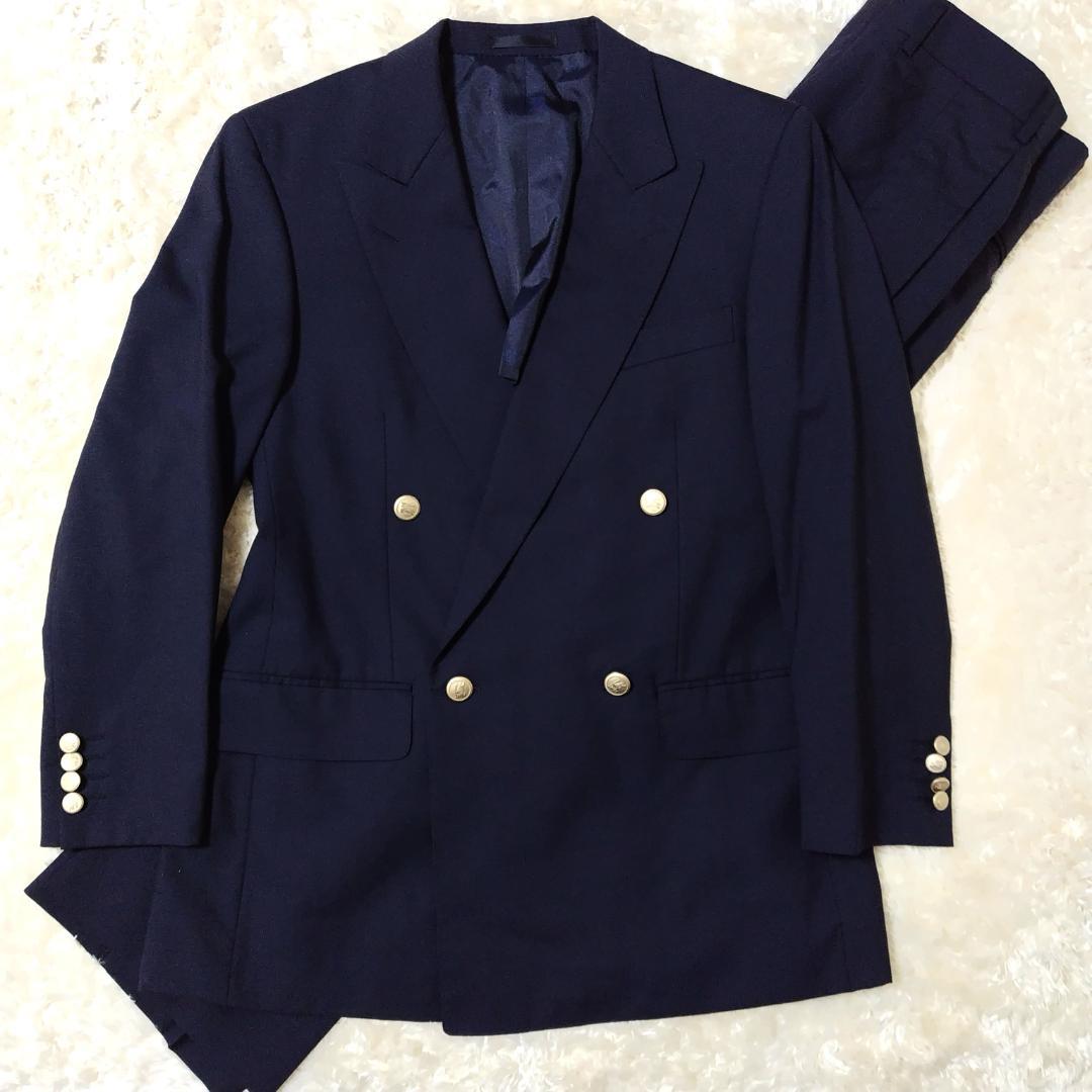 極美品✨バーバリー ロンドン セットアップ ダブル 紺ブレ 羊毛 モヘヤ