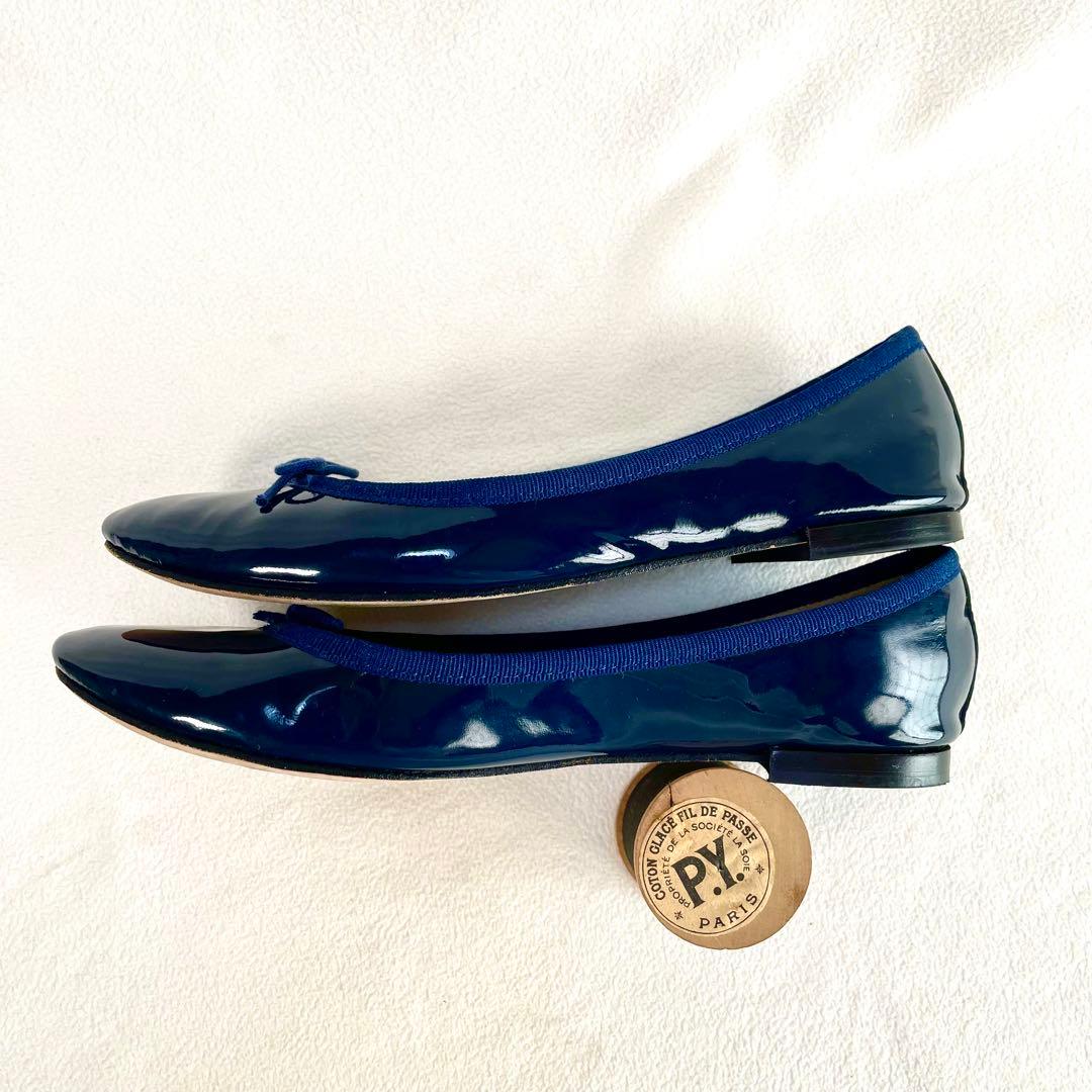 美品✨レペット フラット バレエシューズ エナメル ネイビー 40