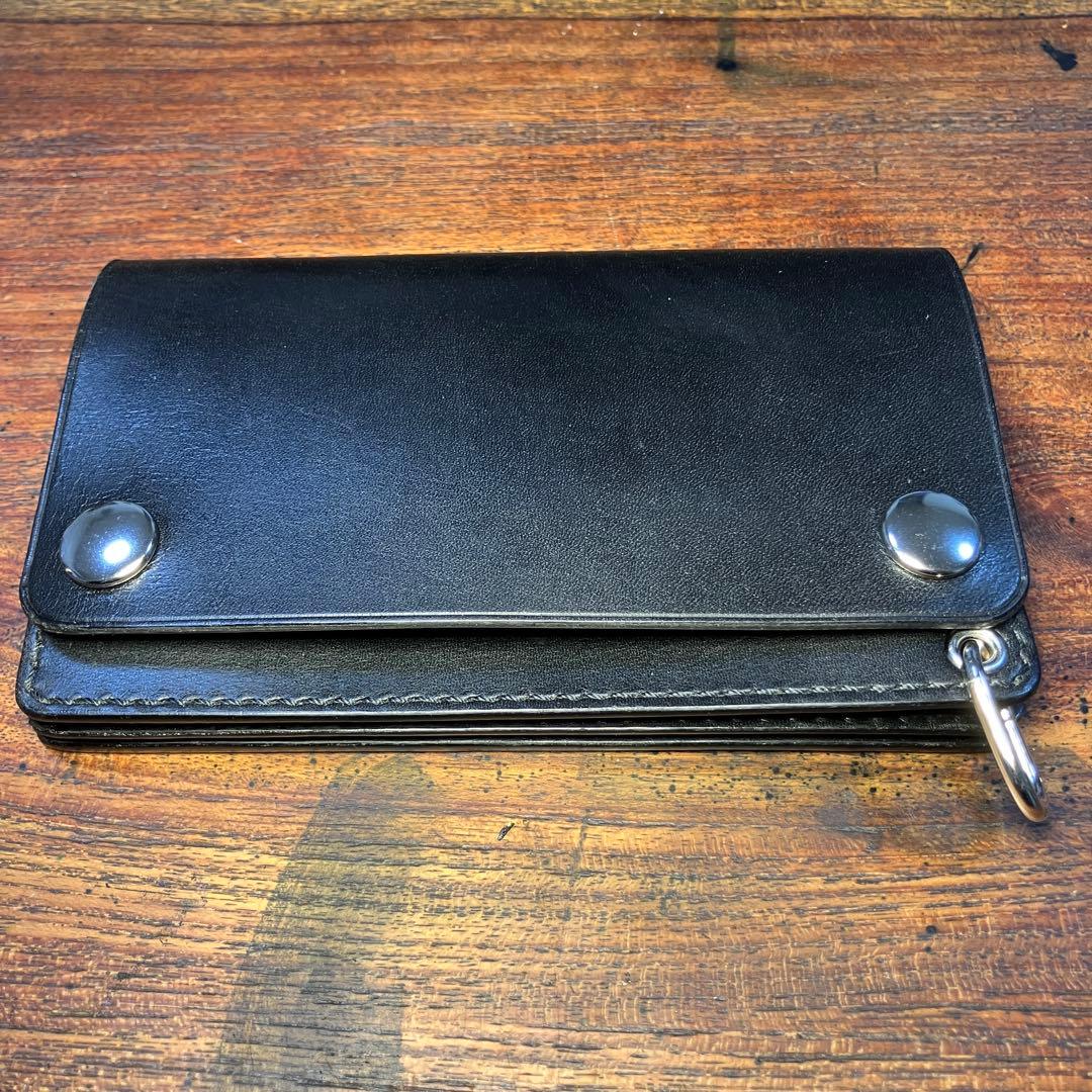 なますて様オーダー品　ミドルトラッカーウォレット　ブラック　国産本革
