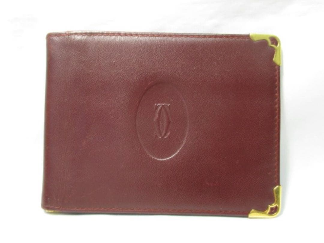 カルティエ 二つ折りマネークリップ 札入れ マネークリップ ボルドー エンジ