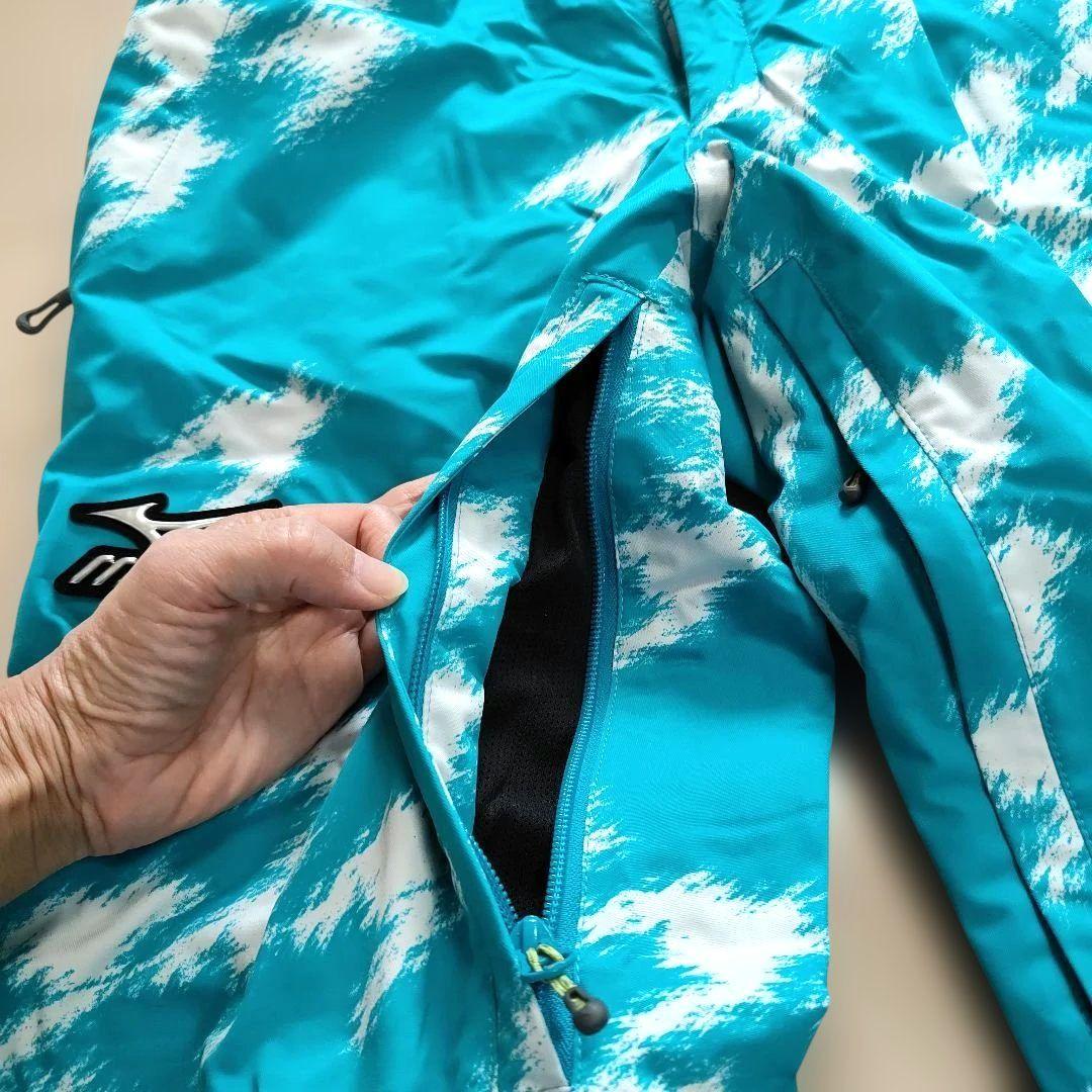 ミズノ スキーウェア上下セット ◆デモモデル◆　Mサイズ　メンズ　水色×赤