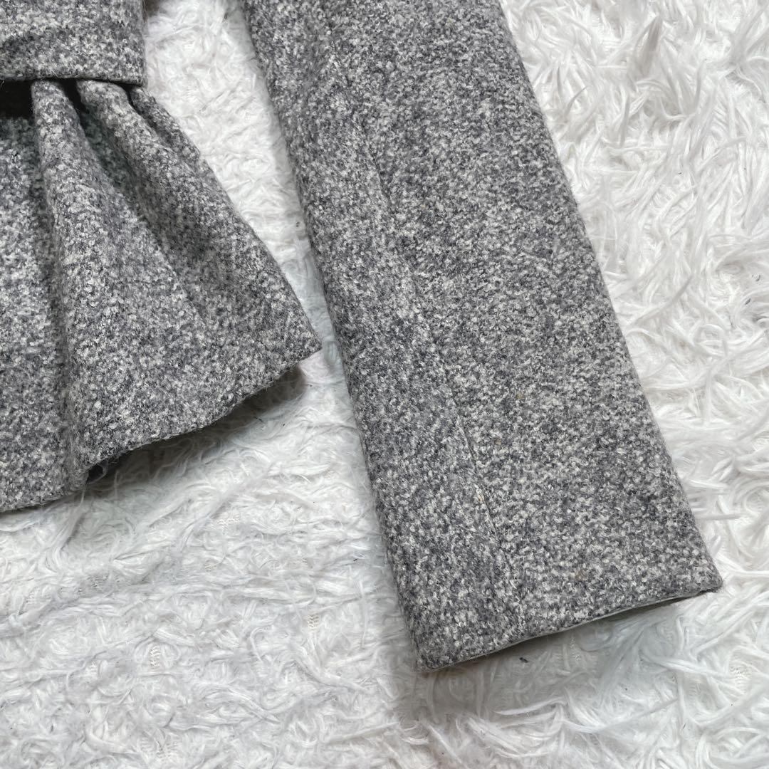 マックスマーラ　白タグ　ショートコート　ベルト　アルパカ　シルク混　グレー　M