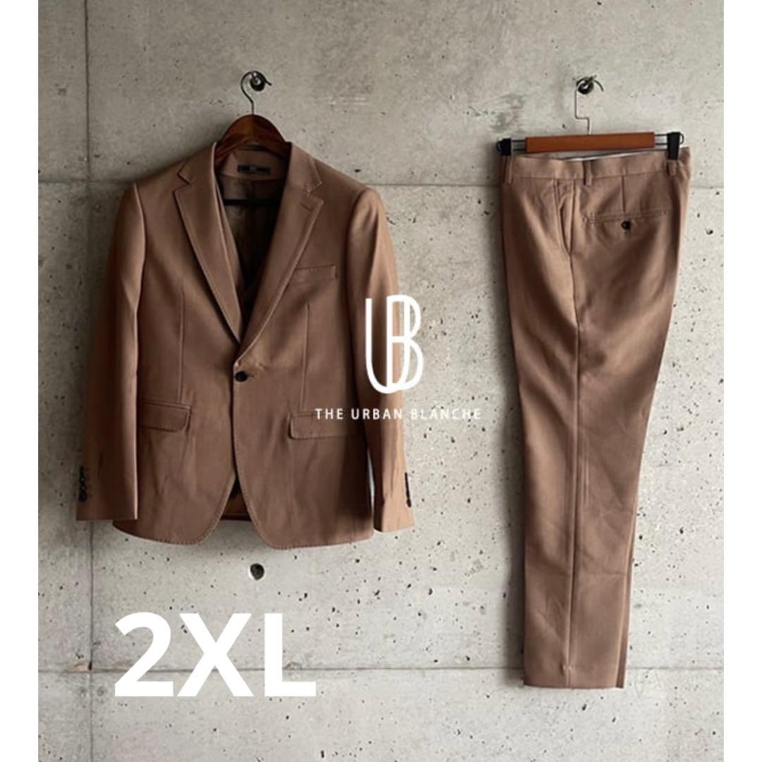 【美品】アーバンブランシュ　タキシード3点セット　ブラウン　2XL