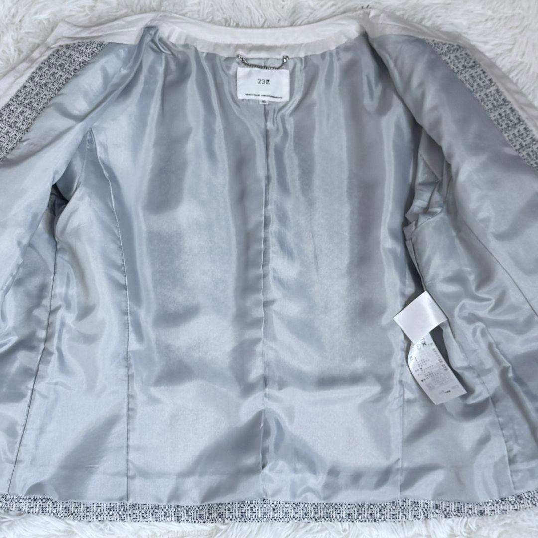 ぴろきちくんになります 23区 ライトシャインツイードノーカラージャケット