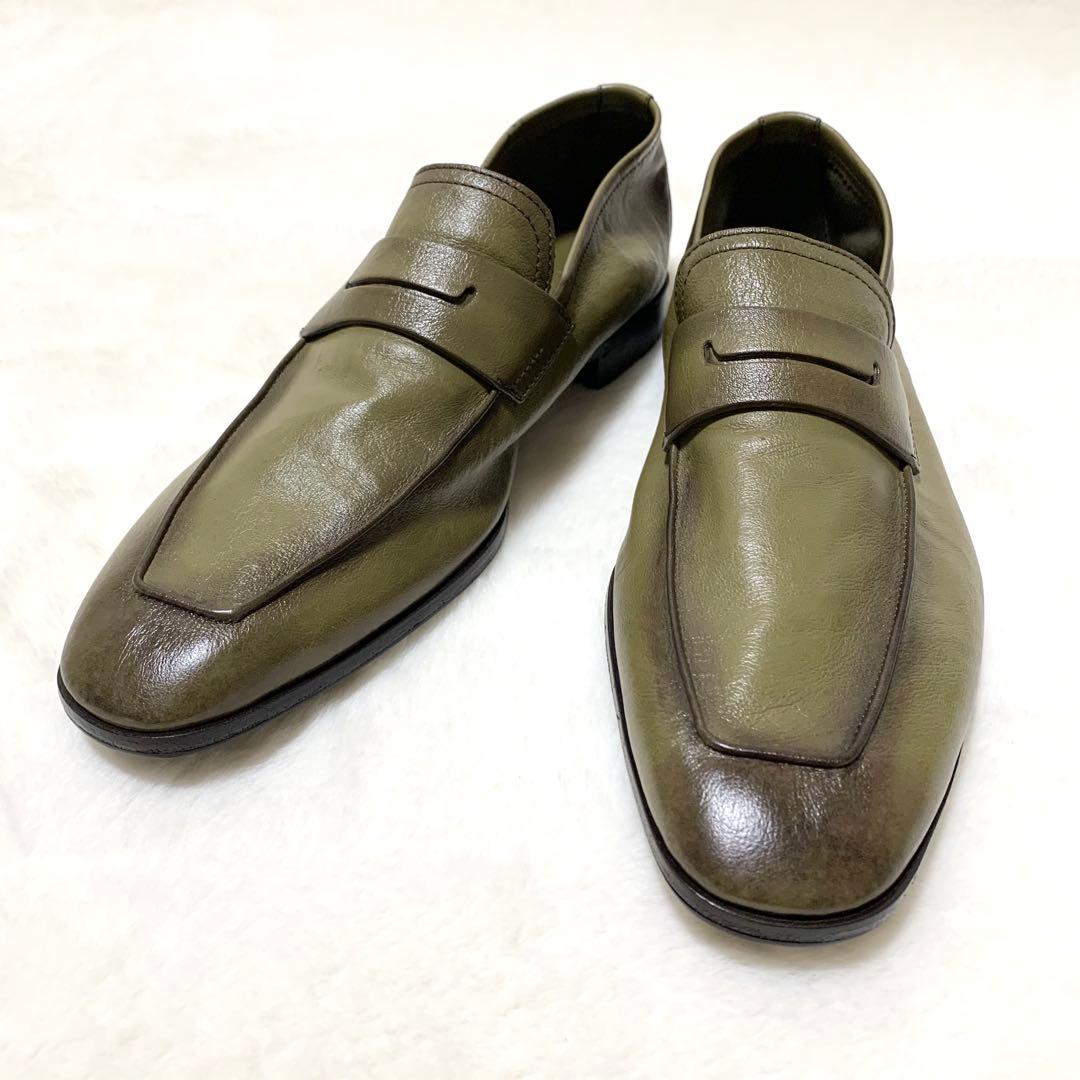 Berluti カリグラフィ カンガルーレザー ローファー カーキ 8 1/2