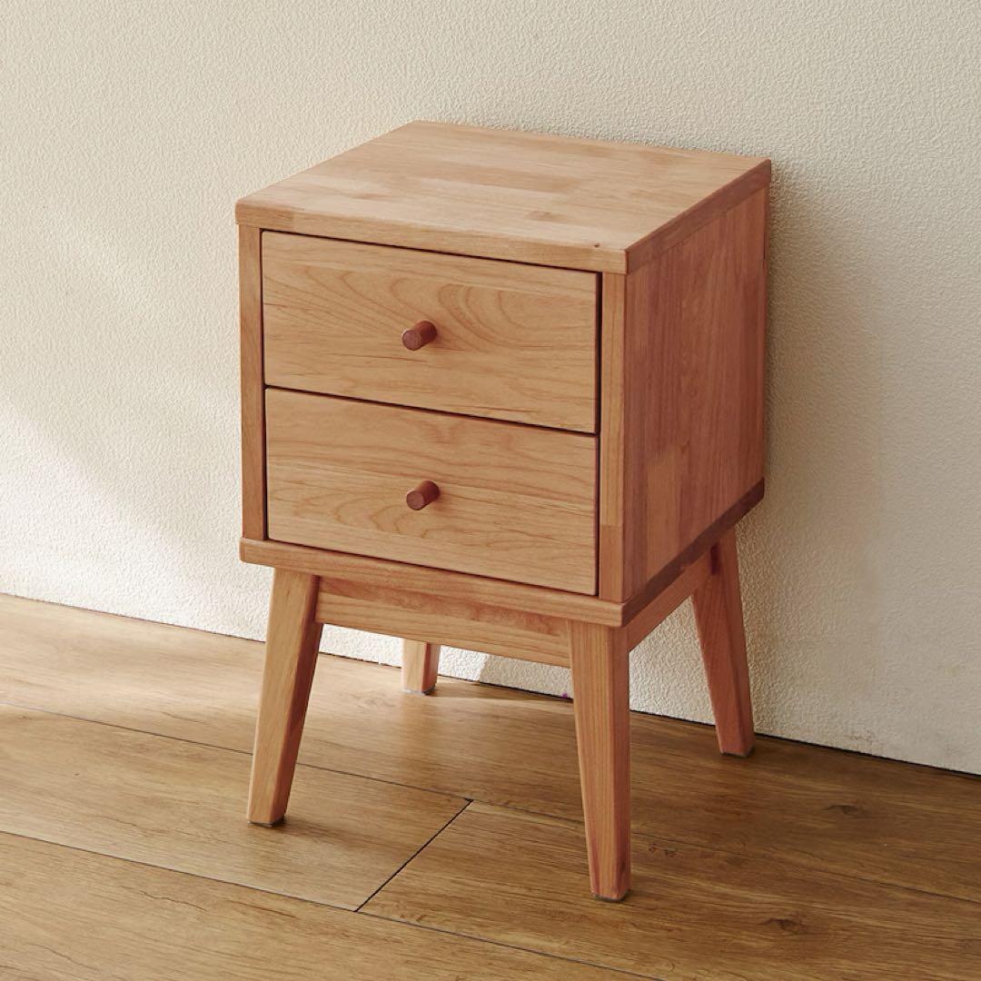 【新品未使用】 ベルメゾン サイドテーブル 天然木 アルダー材 サイドチェスト