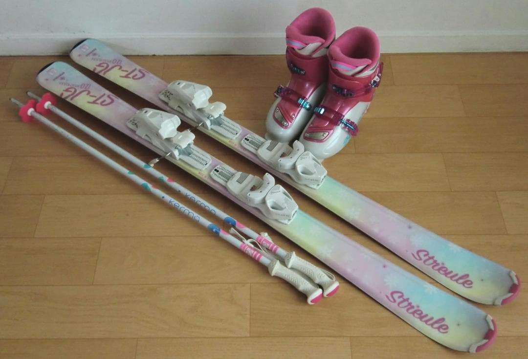 ■■12月・1月限定■送料無料■子供用スキーフルセット■120/22■WAX済■