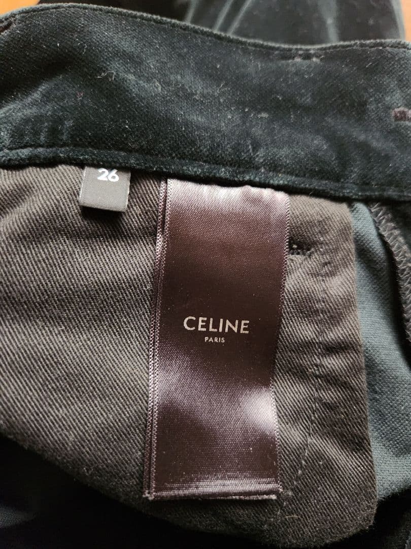CELINE ブラック ベルベットフレアパンツサイズ26　ショッパー付き