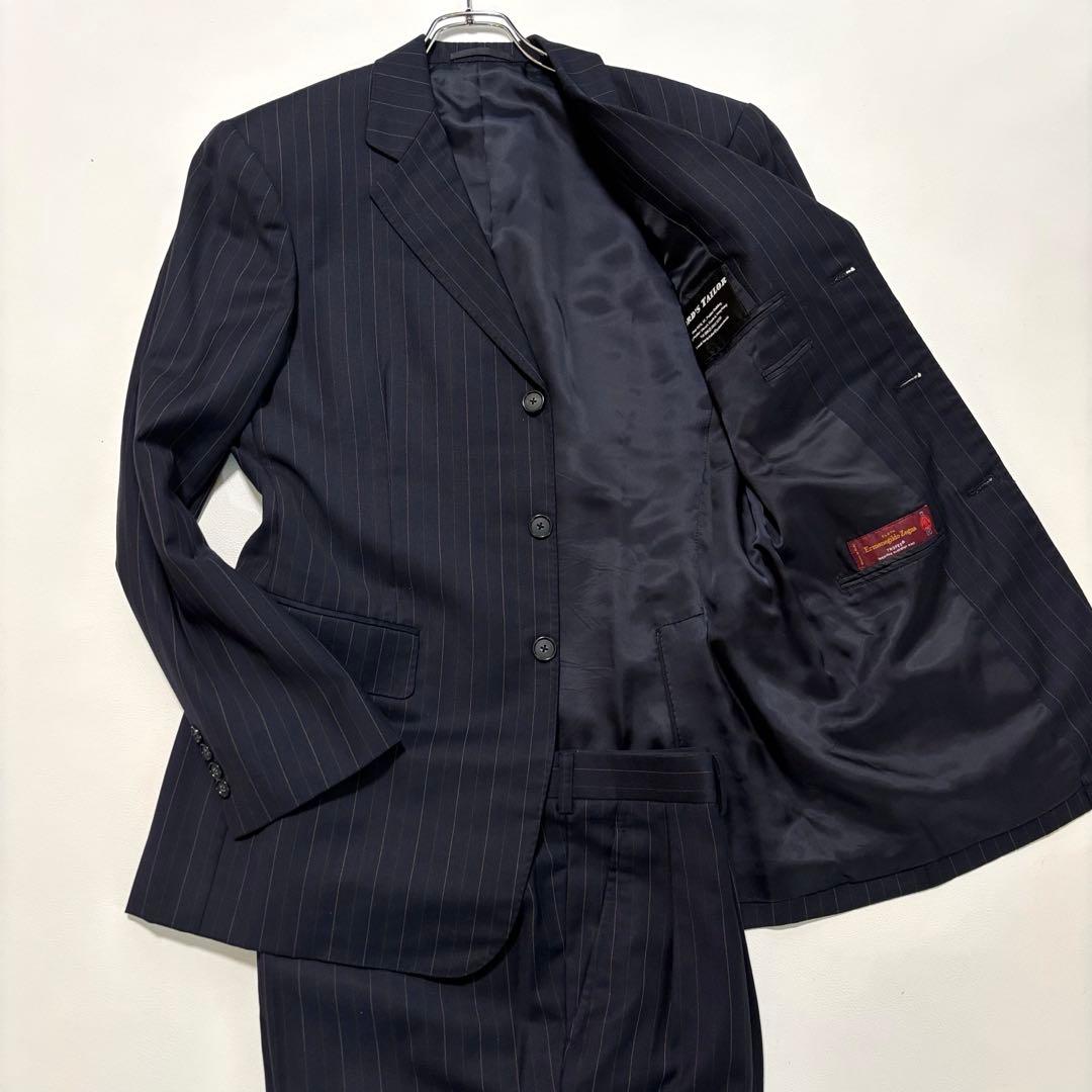 美品 エルメネジルドゼニア スーツ セットアップ Mサイズ相当 ネイビー