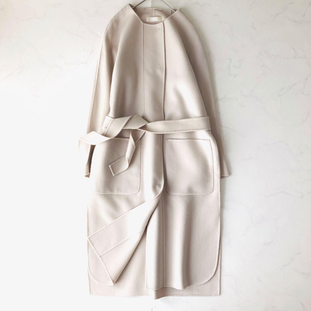 美品✨️マックスマーラ　クチートアマーノ　ノーカラー　ガウンコート　エクリュ　40