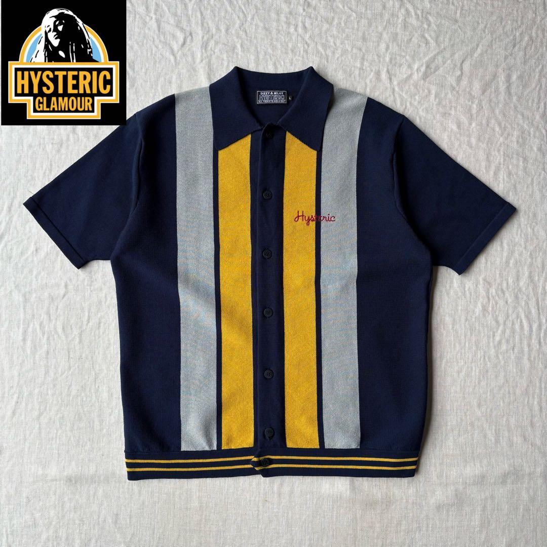 HYSTERIC GLAMOUR 84刺繍 ミラノリブシャツ ニットポロ L