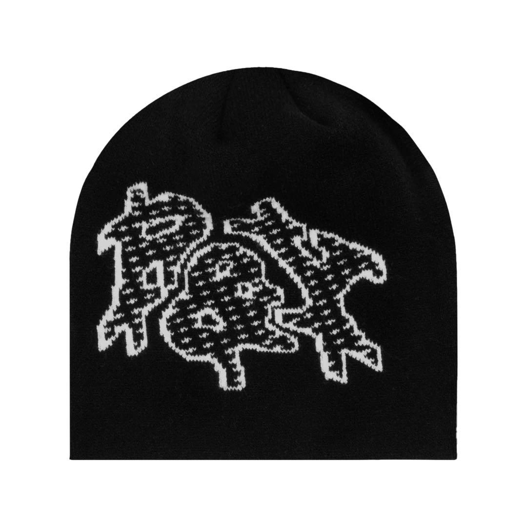 punkandyo ビーニーTRACK PATTERN BEANIE BLACK