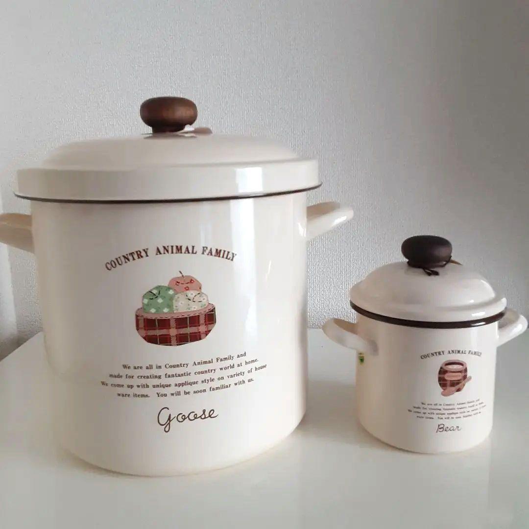 未使用 エジリー カントリーアニマルファミリー ホーロー キャニスターセット