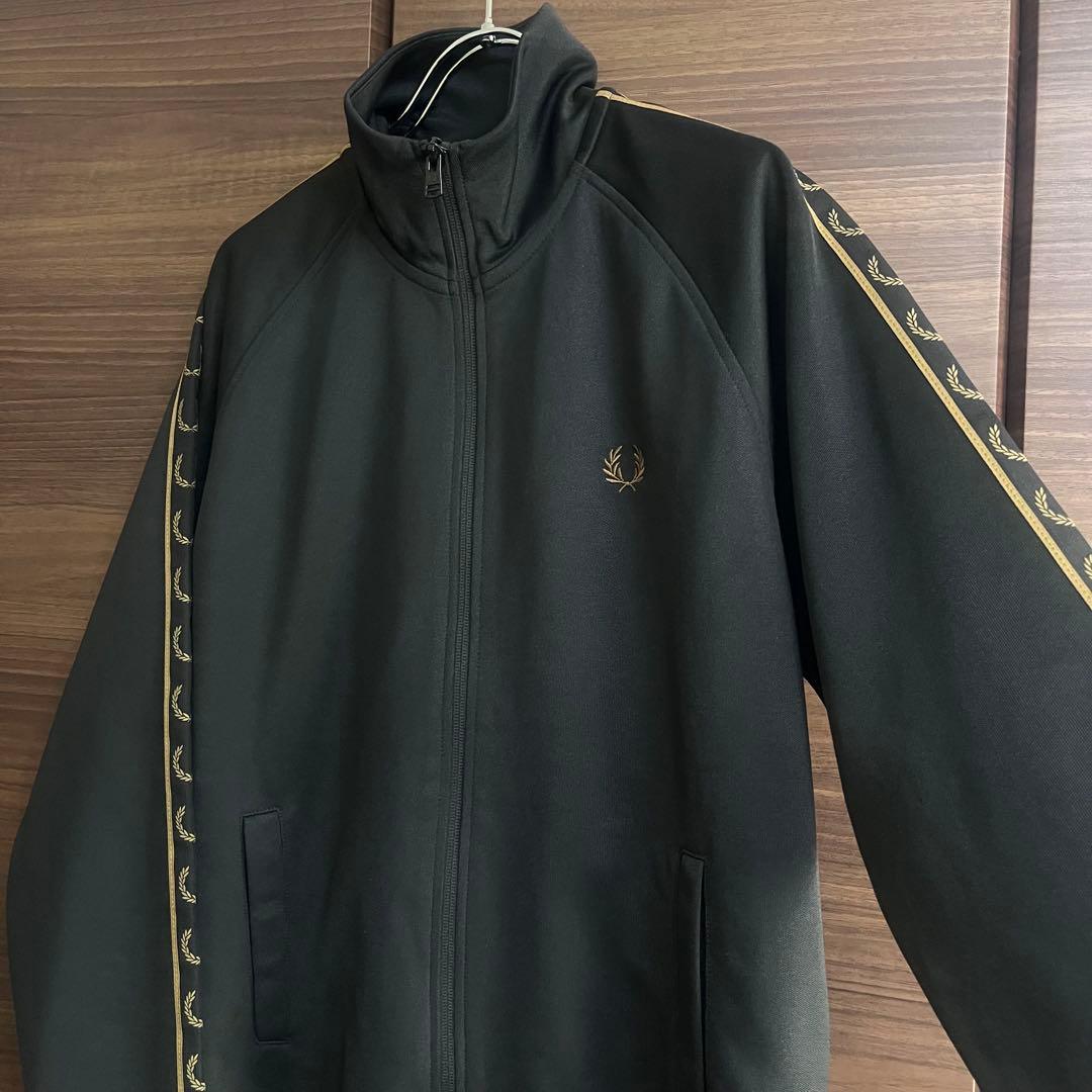 フレッドペリー トラックジャケット ポルトガル製 刺繡ロゴ 茶×黒 S 美品