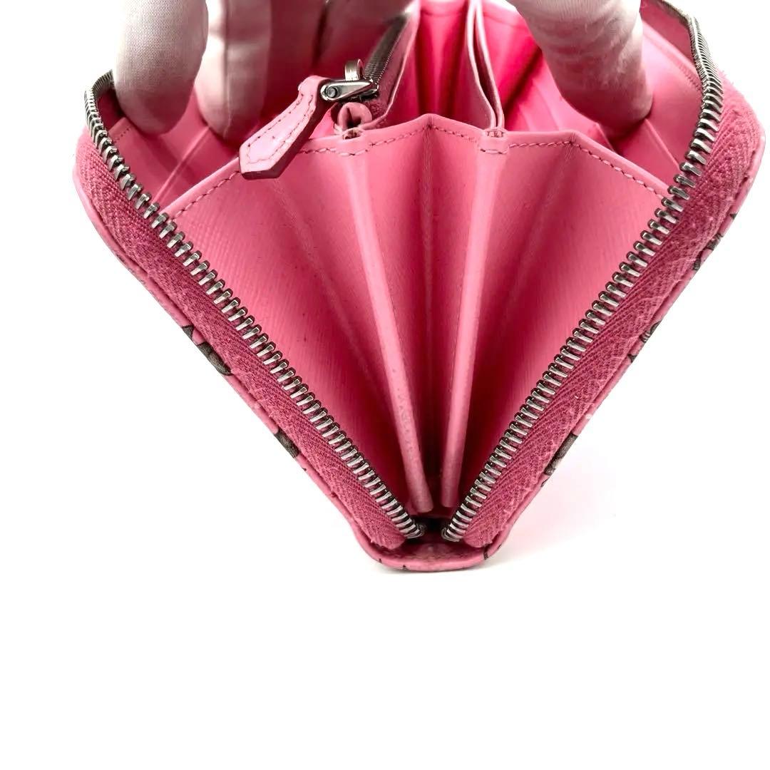 【希少】PRADA ラウンドファスナー　エレファント　ゾウ　動物　レザー　ピンク