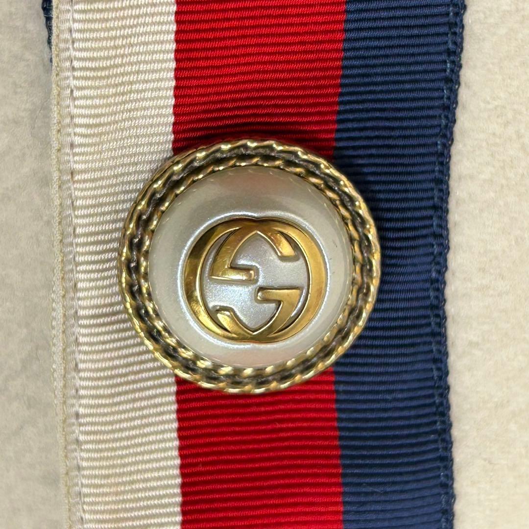 6059【GGパールボタン】グッチ‪☆シェリーライン入りロングウールコート