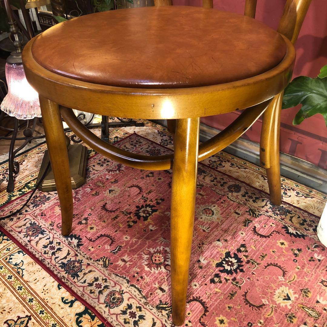 オールド ヴィンテージ 曲木　ベントウッドチェア　軽量　アンティークレザー張り